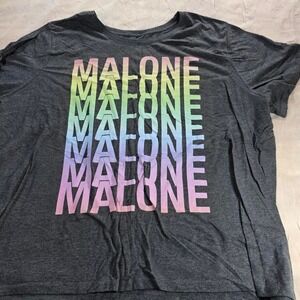Post Malone Official Concert Tee Charcoal Rainbow Stacked Graphic Shirt 5X